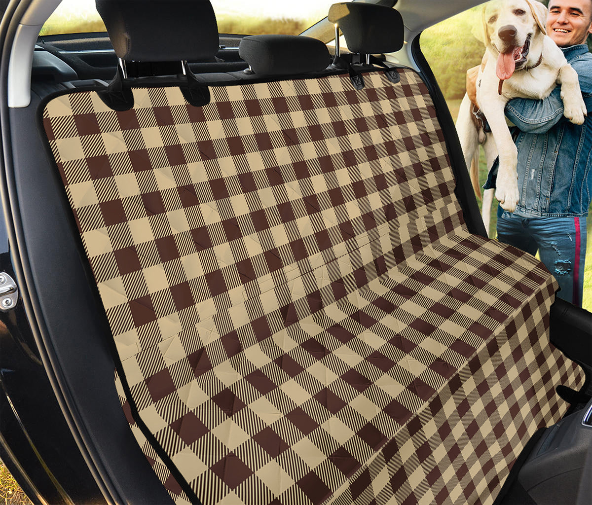 Brown And Beige Buffalo Check Print Pet Car Back Seat Cover