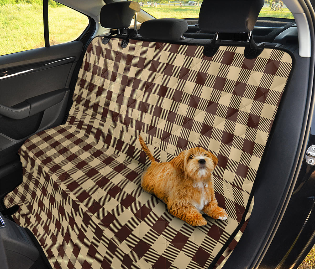 Brown And Beige Buffalo Check Print Pet Car Back Seat Cover