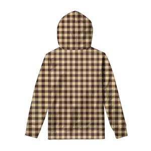 Brown And Beige Buffalo Check Print Pullover Hoodie