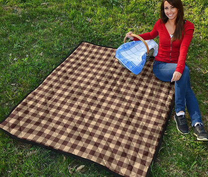 Brown And Beige Buffalo Check Print Quilt