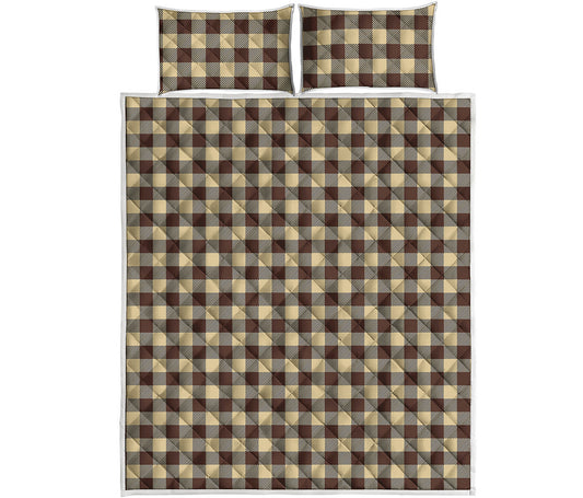 Brown And Beige Buffalo Check Print Quilt Bed Set