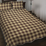 Brown And Beige Buffalo Check Print Quilt Bed Set