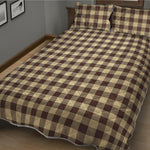 Brown And Beige Buffalo Check Print Quilt Bed Set