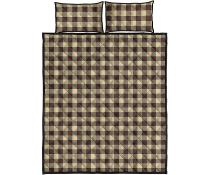 Brown And Beige Buffalo Check Print Quilt Bed Set
