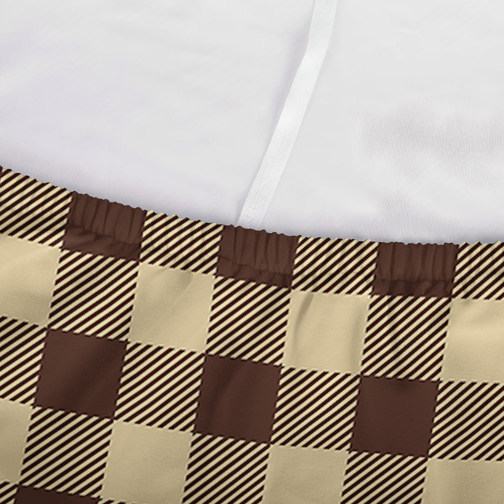 Brown And Beige Buffalo Check Print Sofa Cover