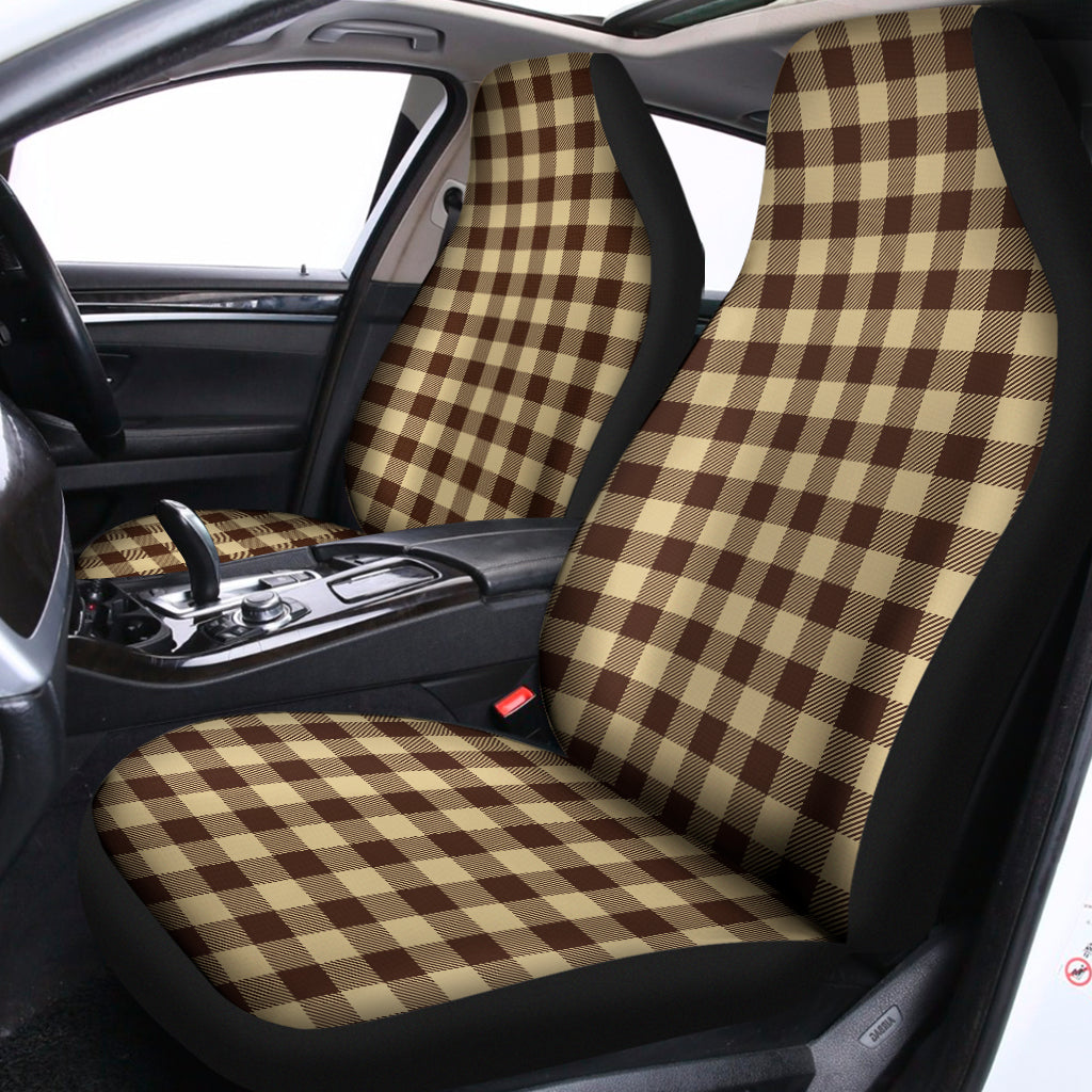 Brown And Beige Buffalo Check Print Universal Fit Car Seat Covers