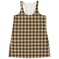 Brown And Beige Buffalo Check Print Women's Racerback Tank Top