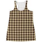 Brown And Beige Buffalo Check Print Women's Racerback Tank Top