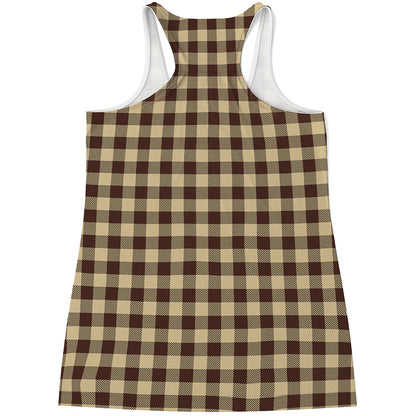 Brown And Beige Buffalo Check Print Women's Racerback Tank Top