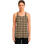 Brown And Beige Buffalo Check Print Women's Racerback Tank Top