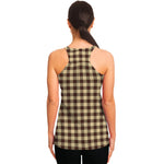 Brown And Beige Buffalo Check Print Women's Racerback Tank Top