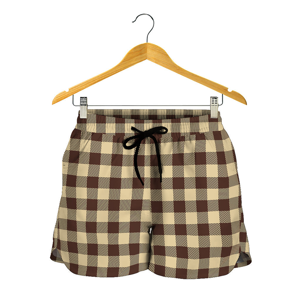 Brown And Beige Buffalo Check Print Women's Shorts