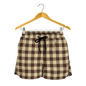 Brown And Beige Buffalo Check Print Women's Shorts