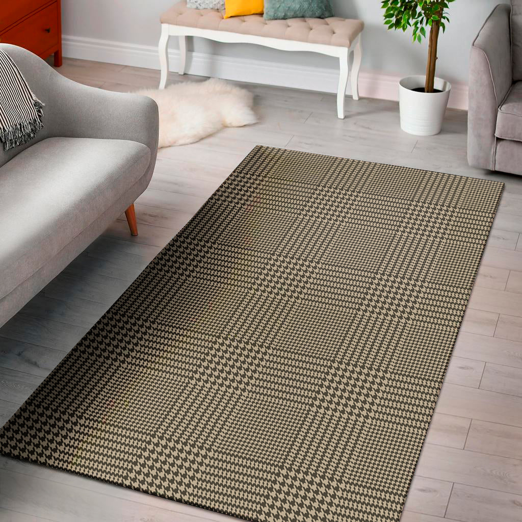 Brown And Beige Glen Plaid Print Area Rug