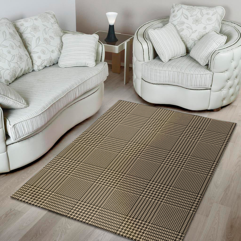 Brown And Beige Glen Plaid Print Area Rug