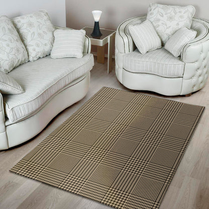 Brown And Beige Glen Plaid Print Area Rug