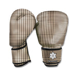 Brown And Beige Glen Plaid Print Boxing Gloves