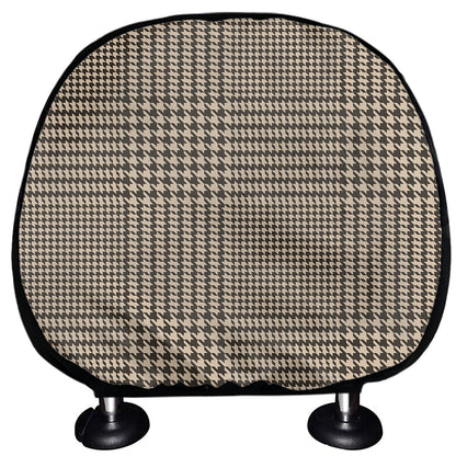 Brown And Beige Glen Plaid Print Car Headrest Covers