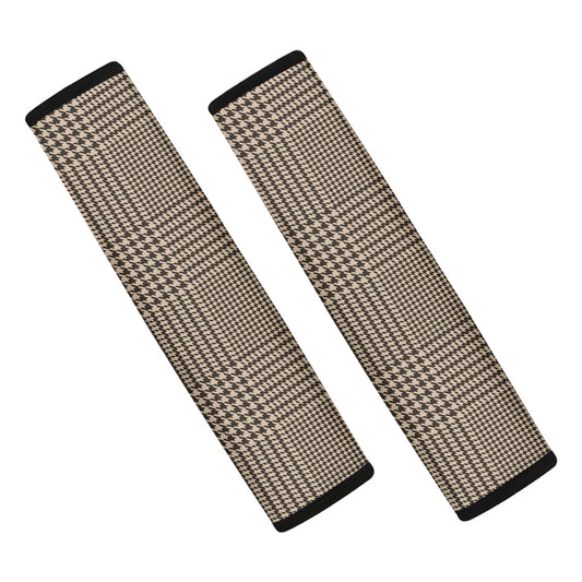 Brown And Beige Glen Plaid Print Car Seat Belt Covers