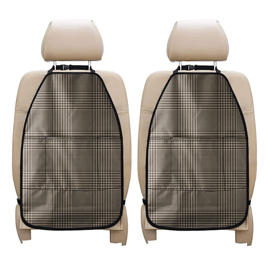 Brown And Beige Glen Plaid Print Car Seat Organizers