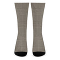 Brown And Beige Glen Plaid Print Crew Socks