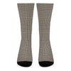 Brown And Beige Glen Plaid Print Crew Socks