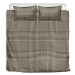 Brown And Beige Glen Plaid Print Duvet Cover Bedding Set