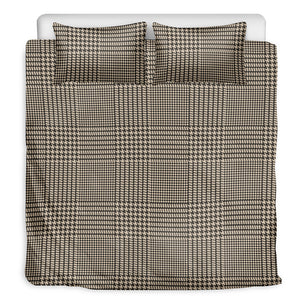 Brown And Beige Glen Plaid Print Duvet Cover Bedding Set