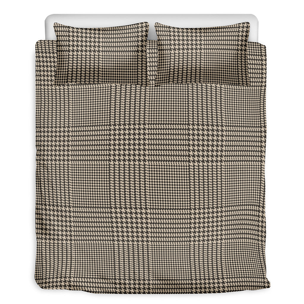 Brown And Beige Glen Plaid Print Duvet Cover Bedding Set