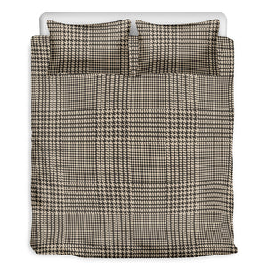 Brown And Beige Glen Plaid Print Duvet Cover Bedding Set