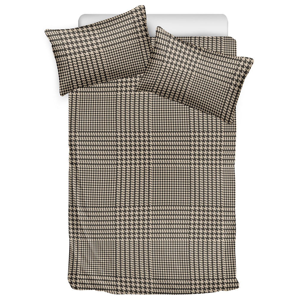 Brown And Beige Glen Plaid Print Duvet Cover Bedding Set