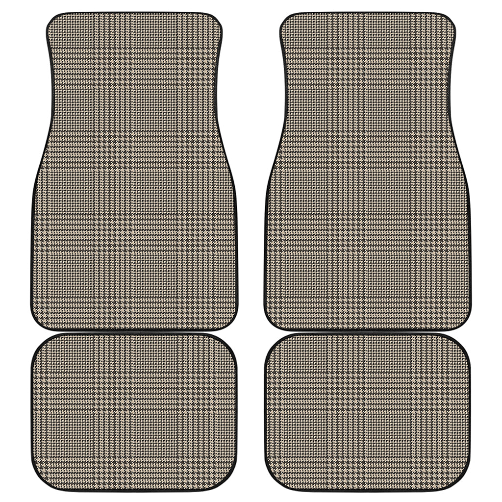 Brown And Beige Glen Plaid Print Front and Back Car Floor Mats