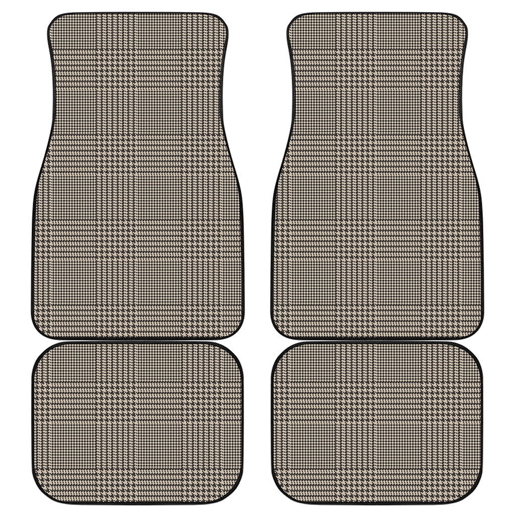 Brown And Beige Glen Plaid Print Front and Back Car Floor Mats