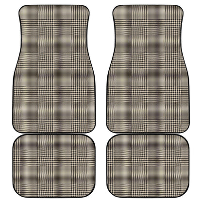 Brown And Beige Glen Plaid Print Front and Back Car Floor Mats