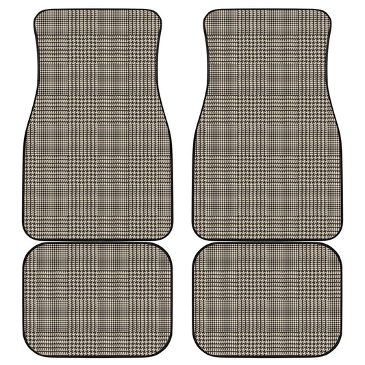 Brown And Beige Glen Plaid Print Front and Back Car Floor Mats