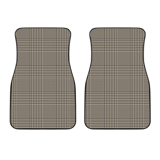 Brown And Beige Glen Plaid Print Front Car Floor Mats