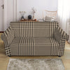 Brown And Beige Glen Plaid Print Loveseat Slipcover