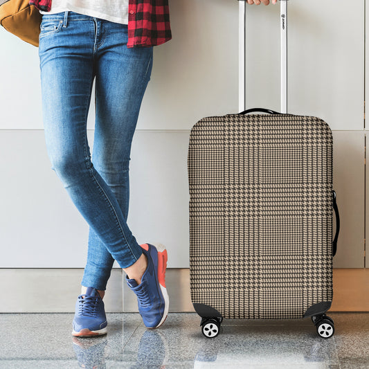 Brown And Beige Glen Plaid Print Luggage Cover