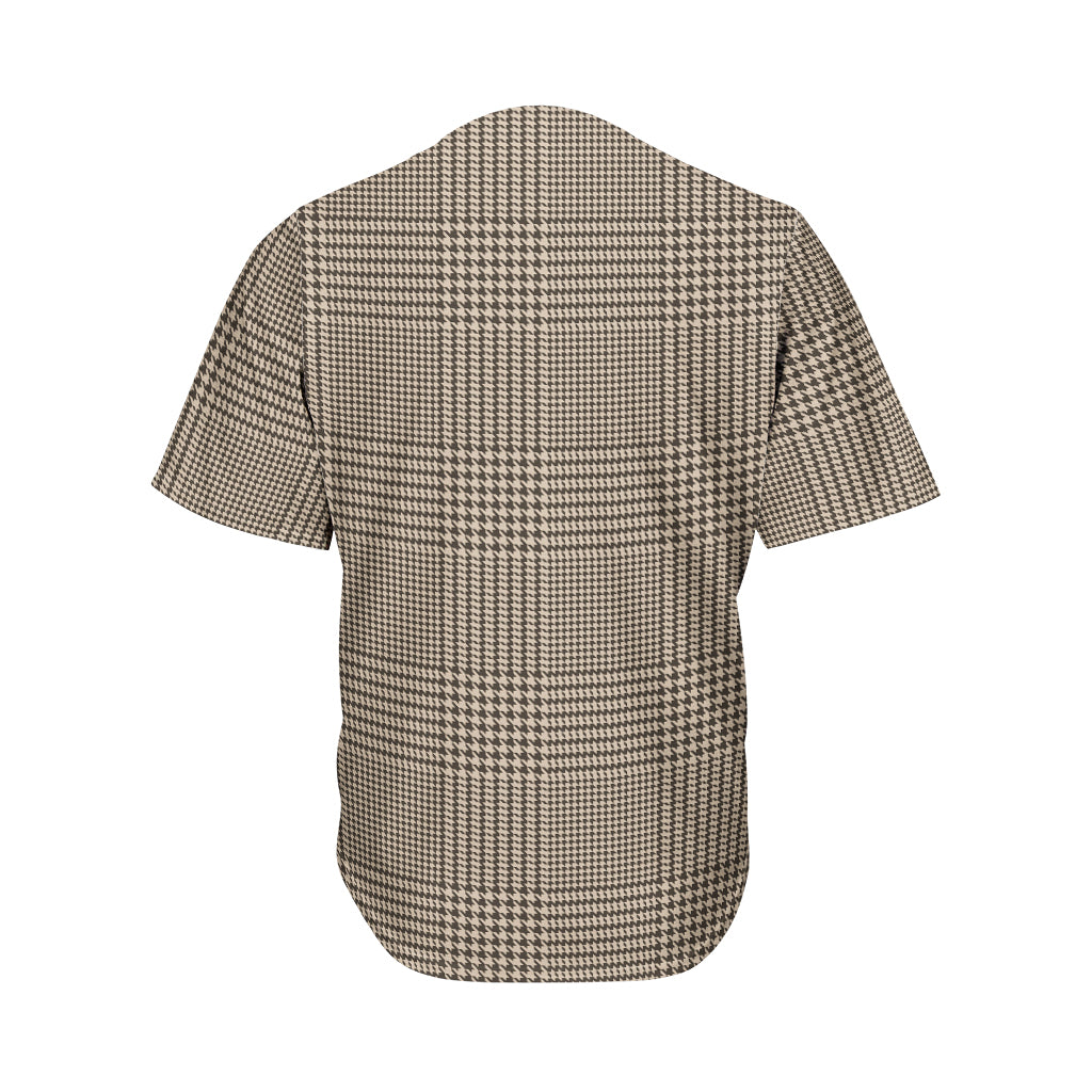 Brown And Beige Glen Plaid Print Men's Baseball Jersey