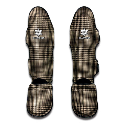 Brown And Beige Glen Plaid Print Muay Thai Shin Guard
