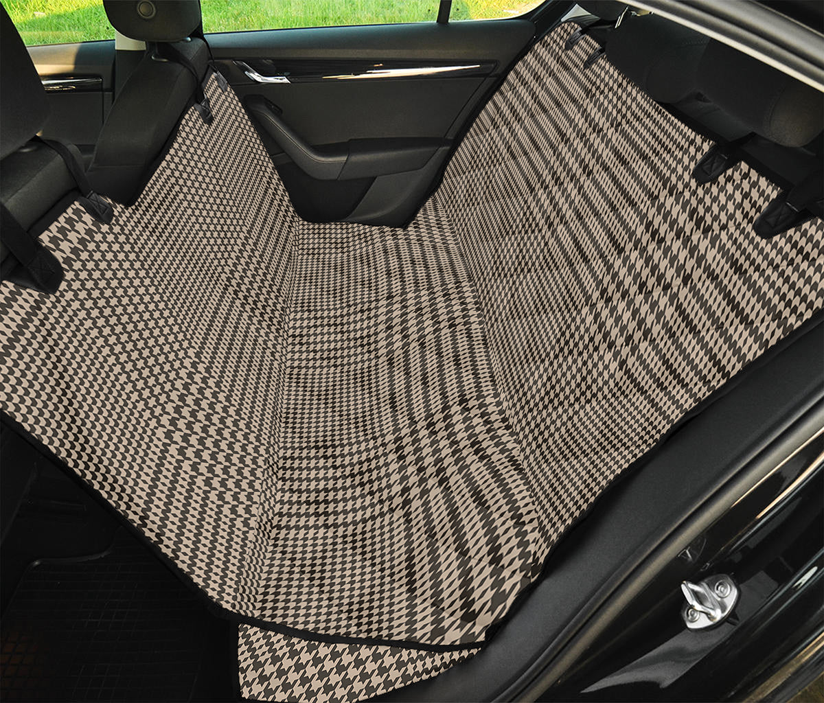 Brown And Beige Glen Plaid Print Pet Car Back Seat Cover
