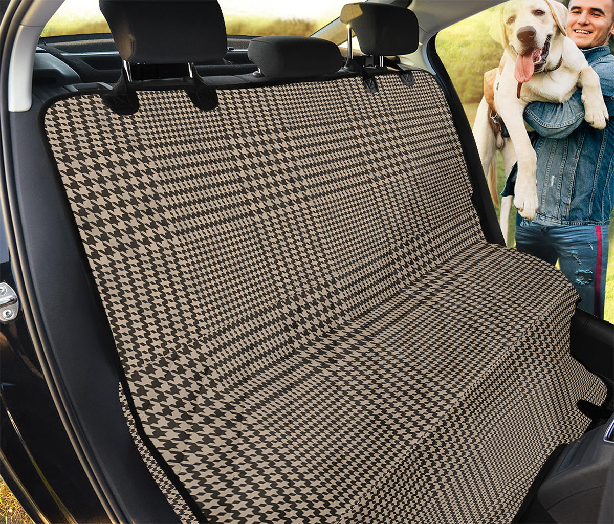 Brown And Beige Glen Plaid Print Pet Car Back Seat Cover