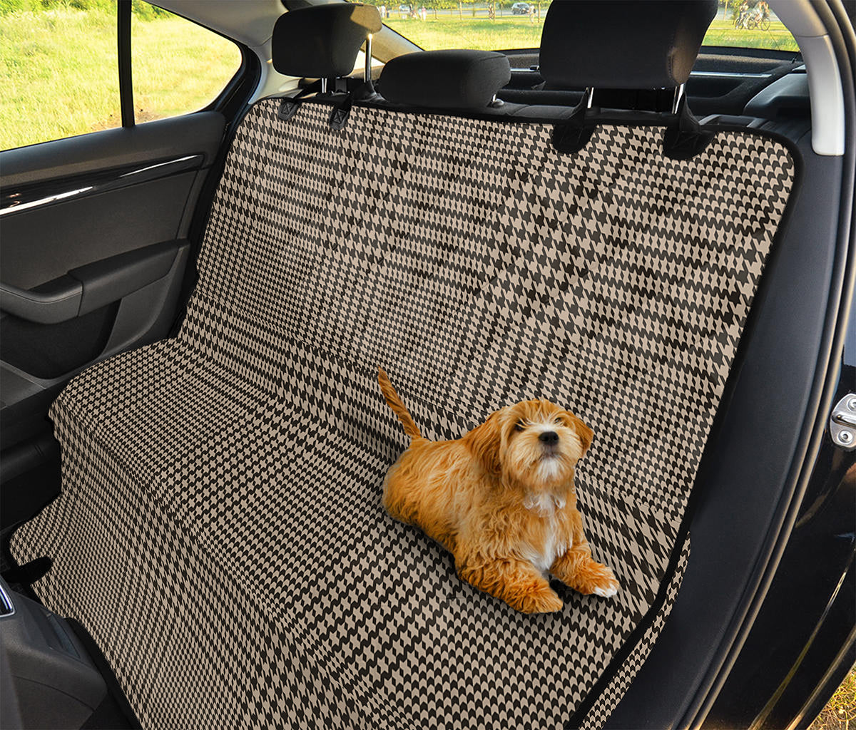 Brown And Beige Glen Plaid Print Pet Car Back Seat Cover