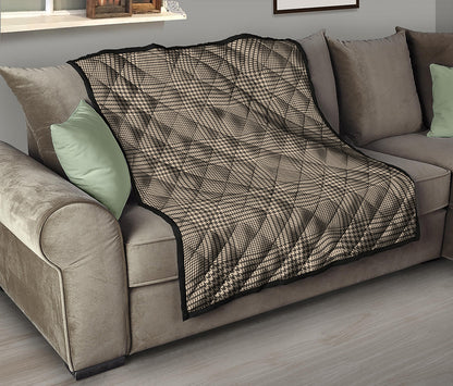 Brown And Beige Glen Plaid Print Quilt