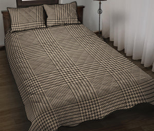 Brown And Beige Glen Plaid Print Quilt Bed Set