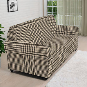 Brown And Beige Glen Plaid Print Sofa Cover