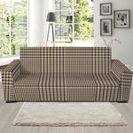 Brown And Beige Glen Plaid Print Sofa Slipcover