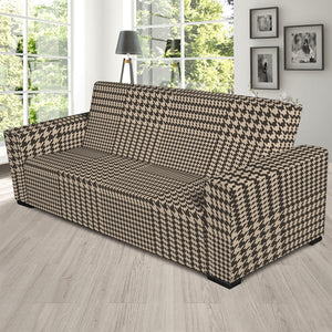 Brown And Beige Glen Plaid Print Sofa Slipcover