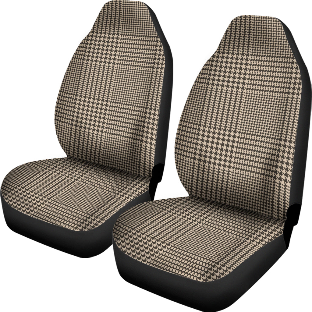 Brown And Beige Glen Plaid Print Universal Fit Car Seat Covers