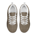 Brown And Beige Glen Plaid Print White Sneakers